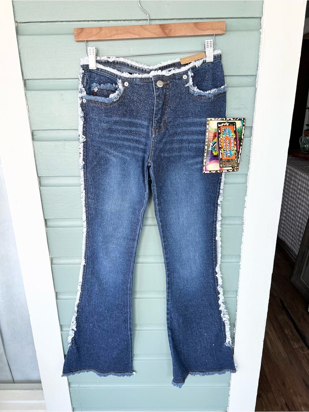Mudd NEW vintage Y2K deadstock jeans low rise limbo bell bottom flare glitter XS